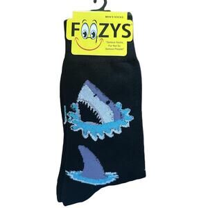 NWT Foozys Novelty Shark Crew Black Socks Mens One Size
